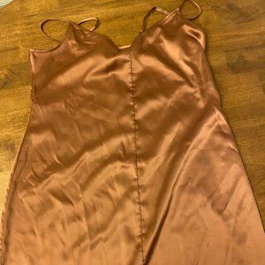 AFRM ROSEGOLD MIDI SATIN DRESS SIZE :L